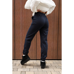 Брюки женские 2252/4 футер 3-х нитка с мехом (р-ры: 44-58) синий