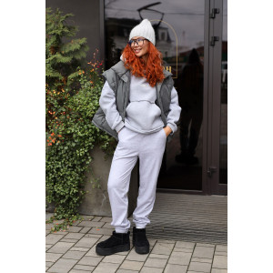 Брюки женские 2252/2 футер 3-х нитка с мехом (р-ры: 44-58) меланж