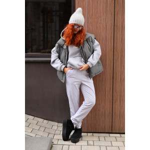 Брюки женские 2252/2 футер 3-х нитка с мехом (р-ры: 44-58) меланж