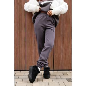 Брюки женские 2252 футер 3-х нитка с мехом (р-ры: 44-58) серый