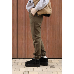 Брюки женские 2252/3 футер 3-х нитка с мехом (р-ры: 44-58) хаки