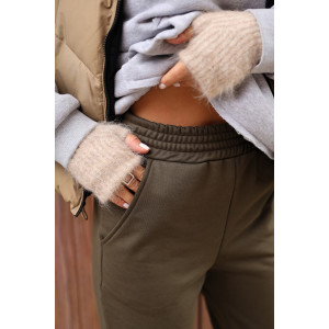 Брюки женские 2252/3 футер 3-х нитка с мехом (р-ры: 44-58) хаки