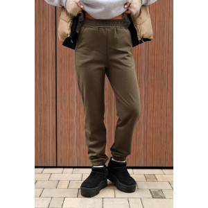 Брюки женские 2252/3 футер 3-х нитка с мехом (р-ры: 44-58) хаки