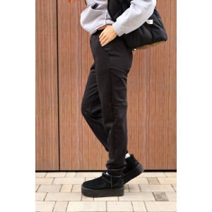 Брюки женские 2252/1 футер 3-х нитка с мехом (р-ры: 44-58) черный