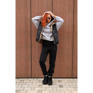 Брюки женские 2252/1 футер 3-х нитка с мехом (р-ры: 44-58) черный