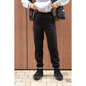 Брюки женские 2252/1 футер 3-х нитка с мехом (р-ры: 44-58) черный