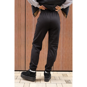 Брюки женские 2252/1 футер 3-х нитка с мехом (р-ры: 44-58) черный