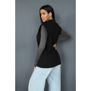 Жилет женский 2247/4 футер 3-х нитка с мехом (р-ры: 48-56) черный