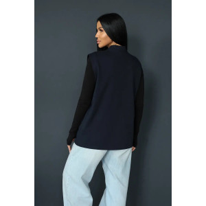 Жилет женский 2247/2 футер 3-х нитка с мехом (р-ры: 48-56) синий