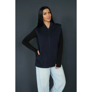 Жилет женский 2247/2 футер 3-х нитка с мехом (р-ры: 48-56) синий