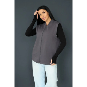 Жилет женский 2247/1 футер 3-х нитка с мехом (р-ры: 48-56) серый Жилет женский 2247/1 футер 3-х нитка с мехом (р-ры: 48-56) серый