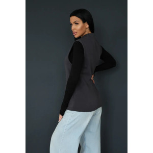 Жилет женский 2247 футер 3-х нитка с мехом (р-ры: 48-56) антрацит Жилет женский 2247 футер 3-х нитка с мехом (р-ры: 48-56) антрацит