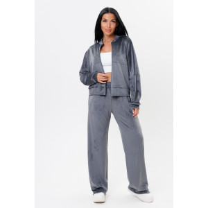 Костюм двойка женский 2228 велюр (р-ры: 44-52) серый