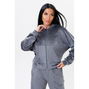 Костюм двойка женский 2228 велюр (р-ры: 44-52) серый