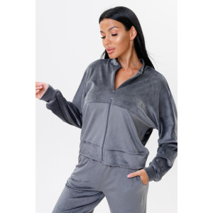 Костюм двойка женский 2228 велюр (р-ры: 44-52) серый