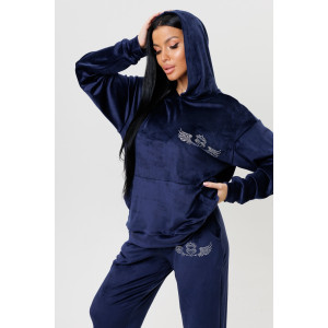 Костюм двойка женский 2226 велюр (р-ры: 46-56) синий