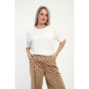 Костюм двойка женский "Амелия" велюр стрейч жаккард (р-ры: 48-58) коричневый