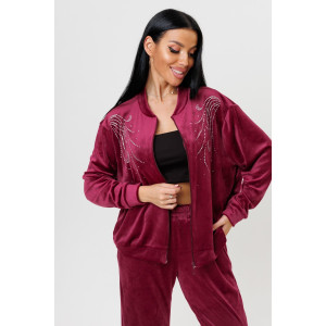 Костюм двойка женский 2227 велюр (р-ры: 46-56) бордо