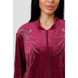 Костюм двойка женский 2227 велюр (р-ры: 46-56) бордо