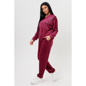 Костюм двойка женский 2227 велюр (р-ры: 46-56) бордо