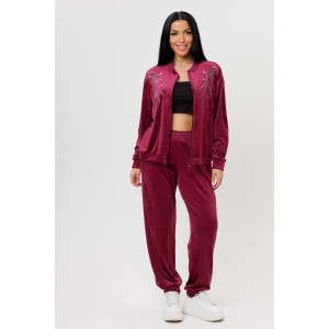 Костюм двойка женский 2227 велюр (р-ры: 46-56) бордо