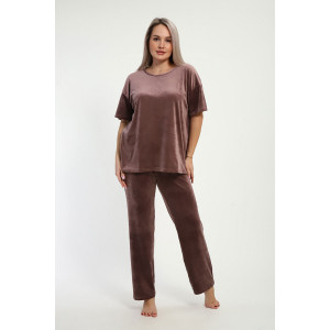 Пижама женская "Риана" велюр стрейч (р-ры: 48-58) кофе