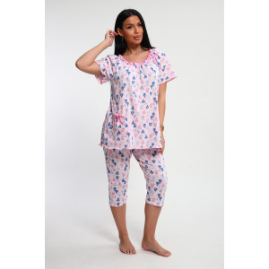 Пижама женская М43 "Мальвина" кулирка (р-ры: 50-60) груши на розовом