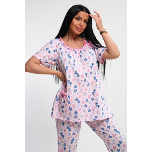 Пижама женская М43 "Мальвина" кулирка (р-ры: 50-60) груши на розовом