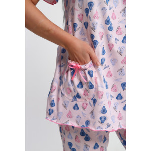 Пижама женская М43 "Мальвина" кулирка (р-ры: 50-60) груши на розовом