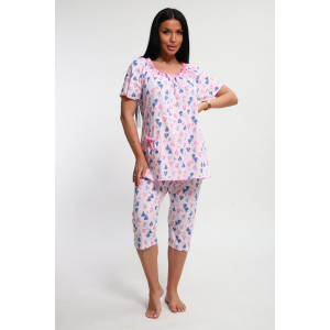 Пижама женская М43 "Мальвина" кулирка (р-ры: 50-60) груши на розовом