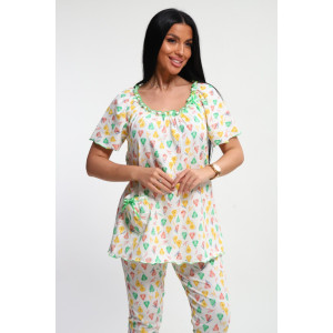 Пижама женская М43 "Мальвина" кулирка (р-ры: 50-60) груши на молочном