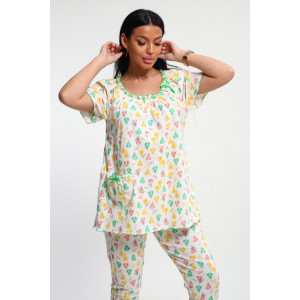 Пижама женская М43 "Мальвина" кулирка (р-ры: 50-60) груши на молочном