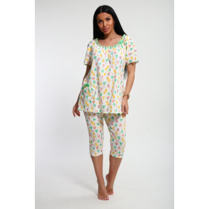 Пижама женская М43 "Мальвина" кулирка (р-ры: 50-60) груши на молочном