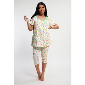 Пижама женская М43 "Мальвина" кулирка (р-ры: 50-60) груши на молочном