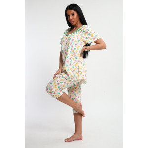 Пижама женская М43 "Мальвина" кулирка (р-ры: 50-60) груши на молочном