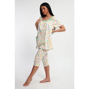 Пижама женская М43 "Мальвина" кулирка (р-ры: 50-60) груши на молочном