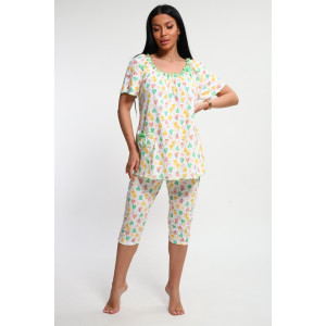 Пижама женская М43 "Мальвина" кулирка (р-ры: 50-60) груши на молочном