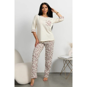 Пижама женская "Юля" 1328-3 кулирка (р-ры: 46-60) экрю