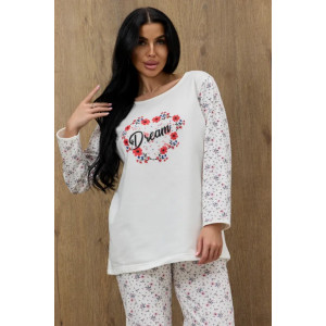 Пижама женская "Ксюша" 1334-1 футер с начесом (р-ры: 46-60) молочный