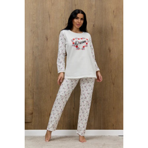 Пижама женская "Ксюша" 1334-1 футер с начесом (р-ры: 46-60) молочный