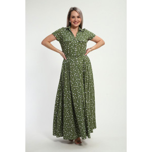 Платье женское "Фестиваль" кулирка (р-ры: 48-58) горох на зеленом