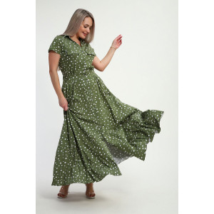 Платье женское "Фестиваль" кулирка (р-ры: 48-58) горох на зеленом