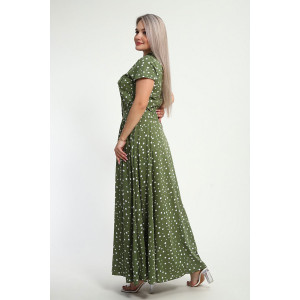 Платье женское "Фестиваль" кулирка (р-ры: 48-58) горох на зеленом