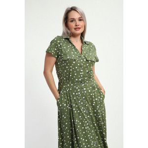 Платье женское "Фестиваль" кулирка (р-ры: 48-58) горох на зеленом