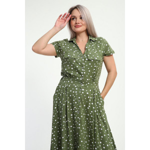 Платье женское "Фестиваль" кулирка (р-ры: 48-58) горох на зеленом