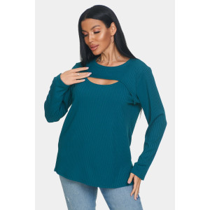 Лонгслив женский "Мия" лапша (р-ры: 50-68) зелёный