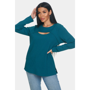 Лонгслив женский "Мия" лапша (р-ры: 50-68) зелёный