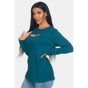 Лонгслив женский "Мия" лапша (р-ры: 50-68) зелёный