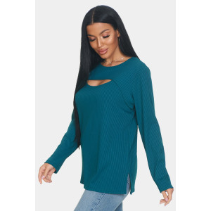 Лонгслив женский "Мия" лапша (р-ры: 50-68) зелёный