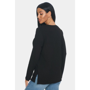 Лонгслив женский "Мия" лапша (р-ры: 50-68) черный